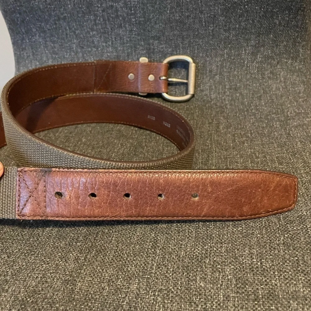 Carhartt Leather and Webbed Nylon Moss Green Belt 42